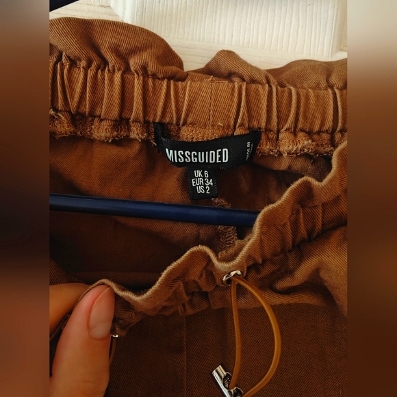 Misguided Brown Adjustable Stretchy Joggers Sweatpants with Pockets - Picture 2 of 2